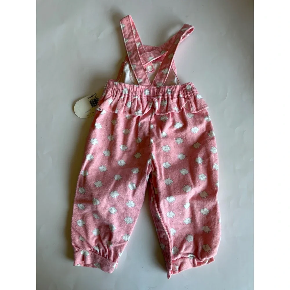 Vintage OshKosh B'Gosh Pink Elephant Print Overalls 18 Months Made in USA NWT